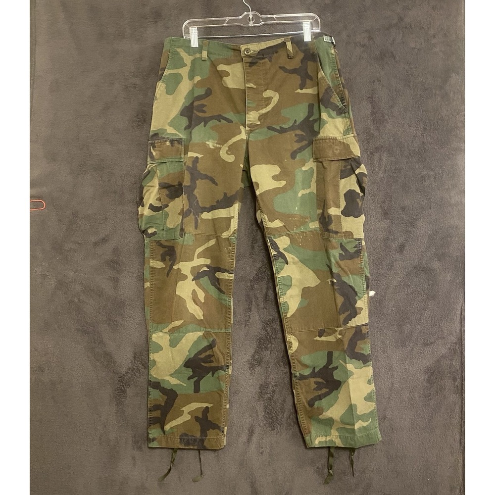 Vintage US Military Woodland Camo Cargo Pants Medium Regular BDU Army Fatigues